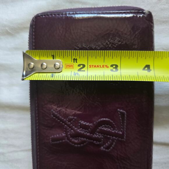 Vintage Saint Lauren Paris Zip Long Wallet Patent Leather Purple - Picture 11 of 11
